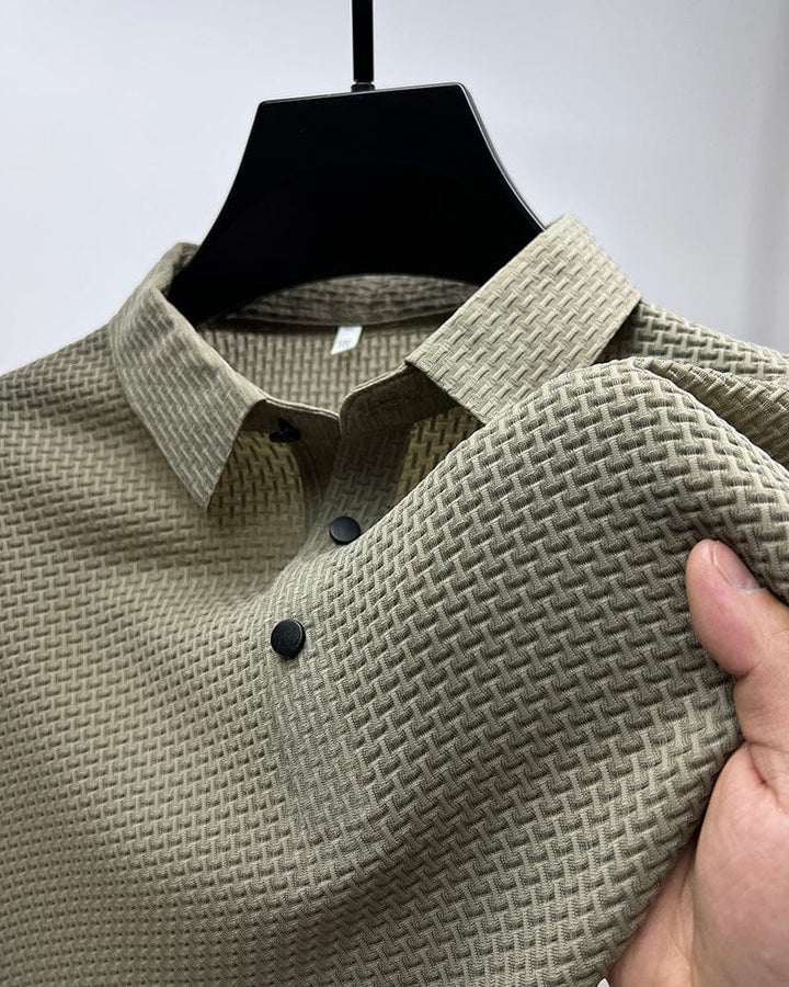 Stylish men's button-up polo shirt, perfect for casual summer wear and comfortable everyday fashion.