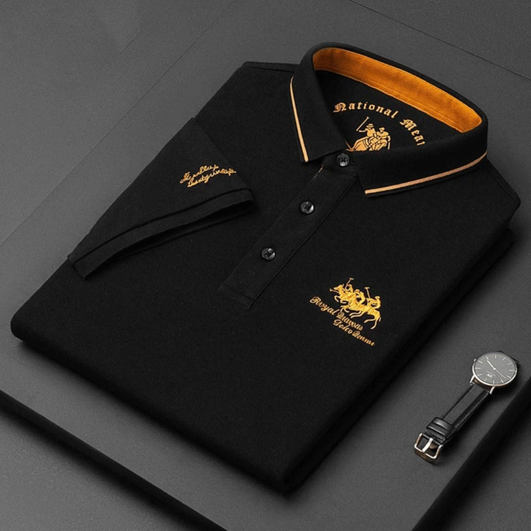 Refined men's classic polo shirt. A comfortable, short-sleeve button-up top for versatile everyday and smart casual wear.