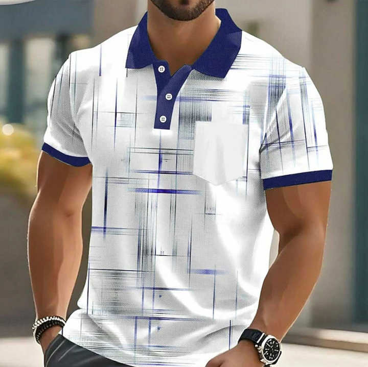 Smart casual men's geometric button-up shirt. Perfect for contemporary fashion & everyday stylish menswear.