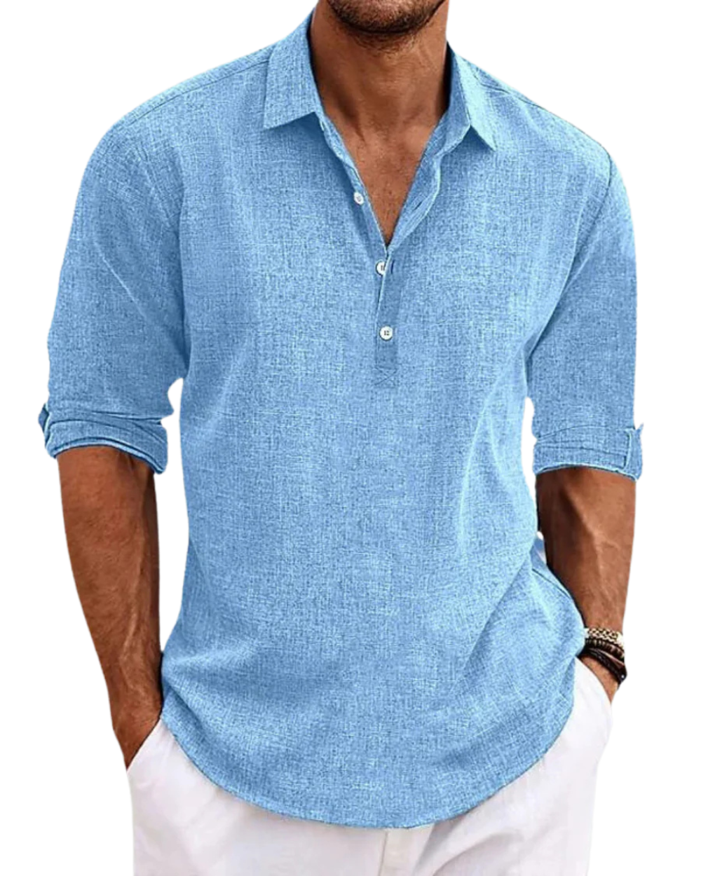 Versatile men's short-sleeve button-up shirt. Classic style, tailored fit, ideal for summer fashion & smart-casual looks.