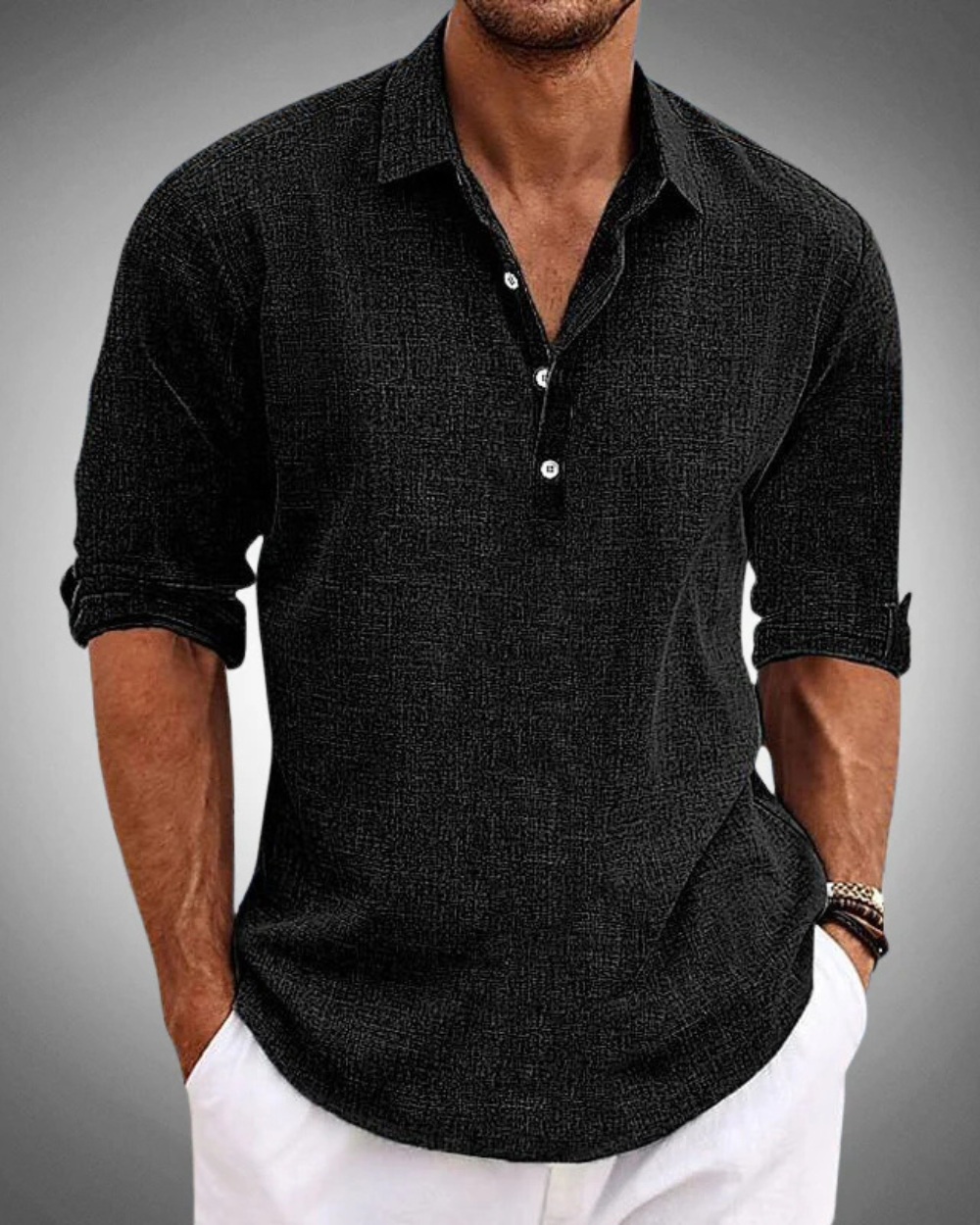 Effortless men's classic button-up summer shirt. Short sleeve, comfortable tailored fit for smart-casual & daily wear.
