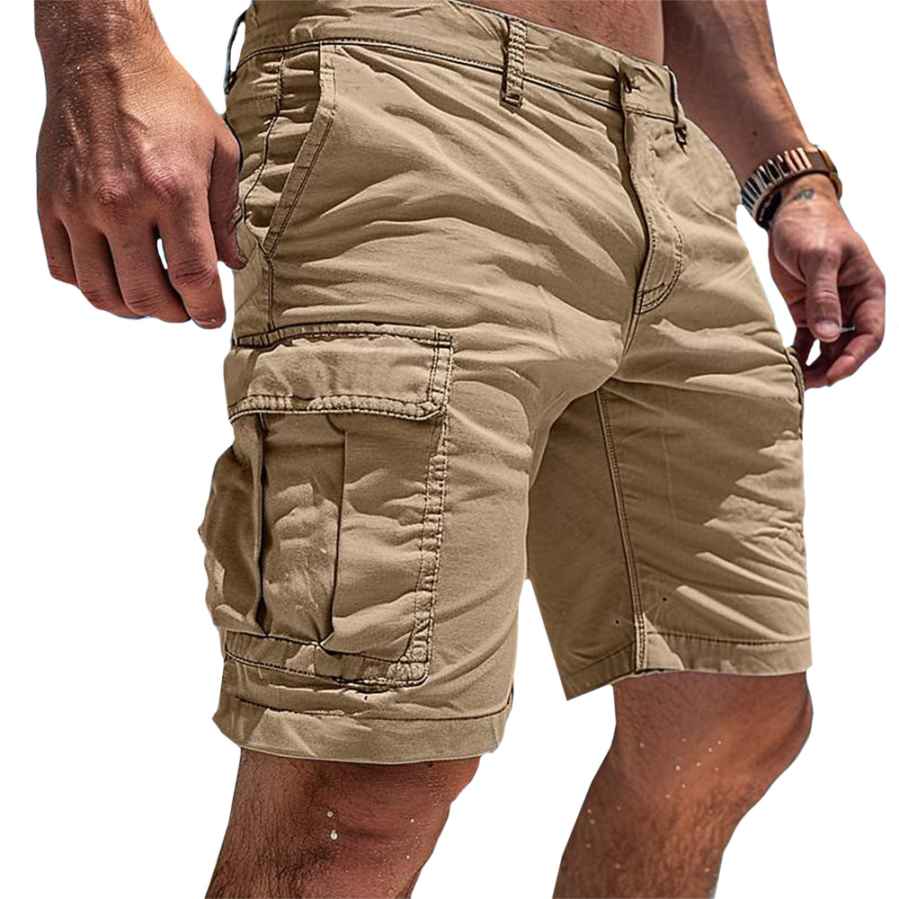 Functional men's utility shorts with multiple pockets, ideal for outdoor activities & everyday wear.