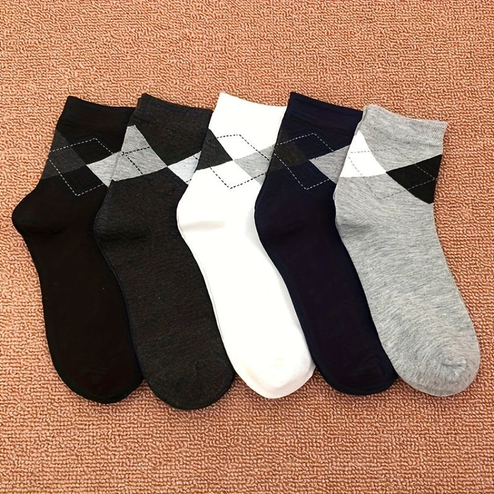 Gift-ready men's checked socks, a stylish and comfortable footwear accessory for him.