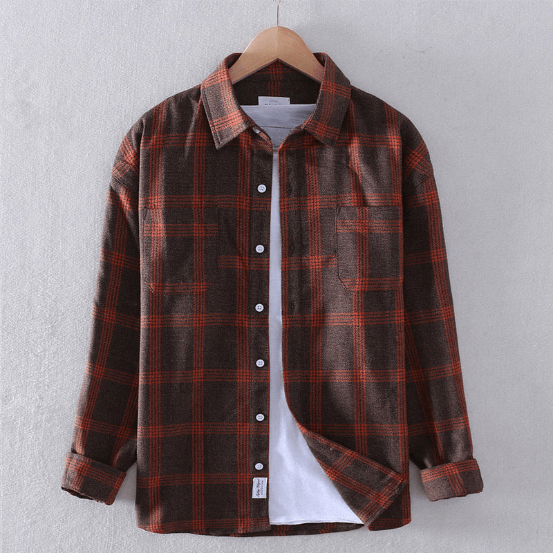 Timeless men's checkered shirt with a button-down design, long sleeves, and a comfortable relaxed fit for versatile wear.