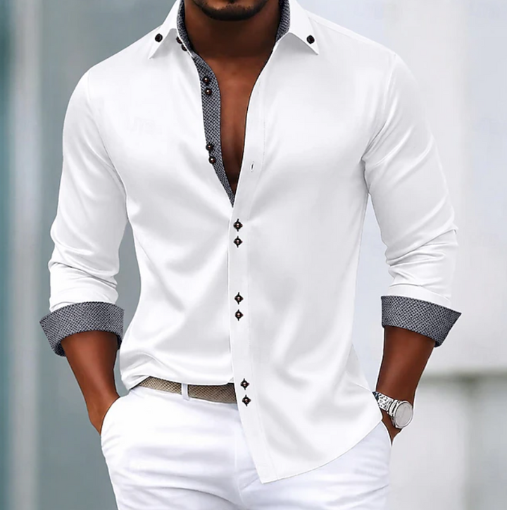 Men's classic collar everyday shirt, slim fit, long sleeve. Perfect for smart casual or office wear.