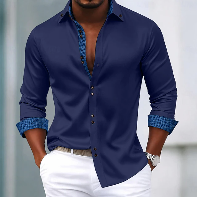 Versatile men's everyday shirt with classic collar. Ideal for casual, smart casual, or office fashion.