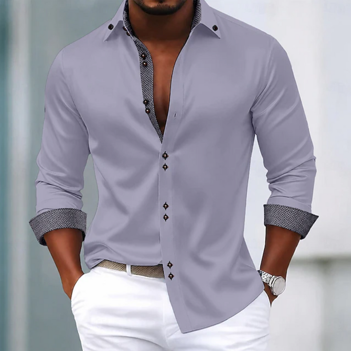 Men's smart casual shirt, classic collar. Essential long-sleeve button-down for office or everyday fashion.