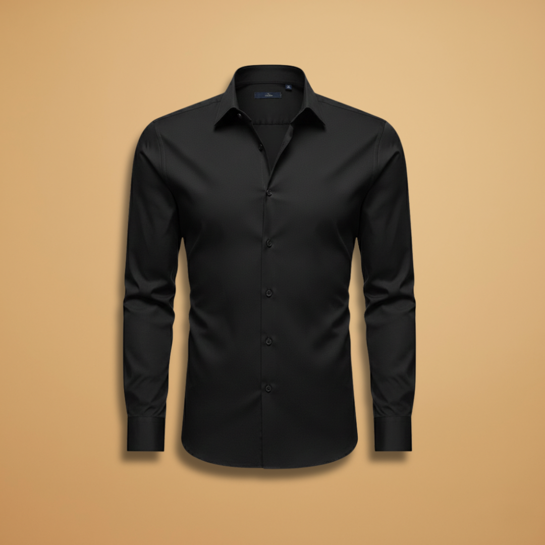 Men's classic collar long-sleeve dress shirt, button-down, tailored fit, smart casual workwear.