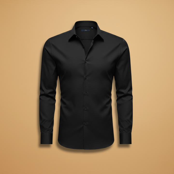 Men's classic collar long-sleeve dress shirt, button-down, tailored fit, smart casual workwear.
