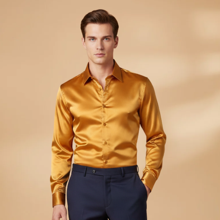 Men's spring fashion: a chic and casual button-up shirt with a timeless collar.