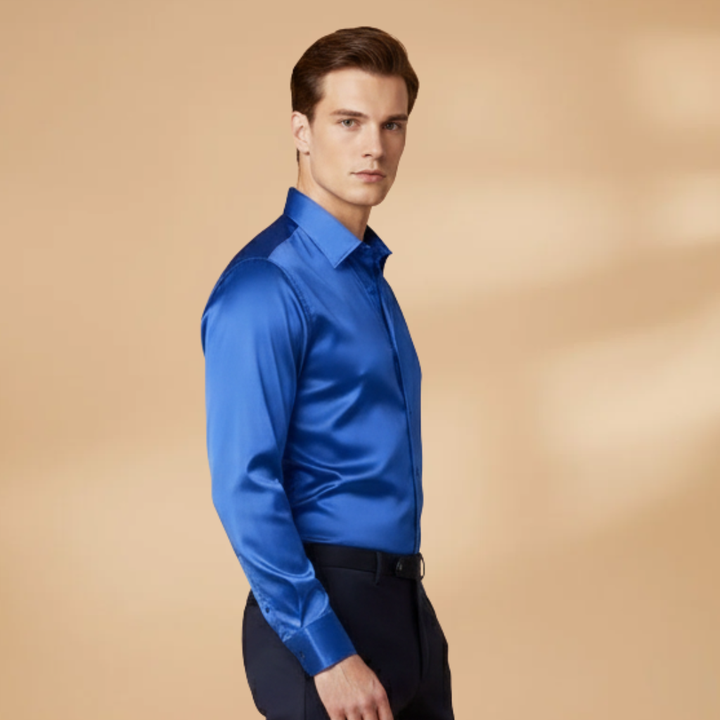 Man wearing the versatile button-up men's shirt, styled for effortless everyday wear.