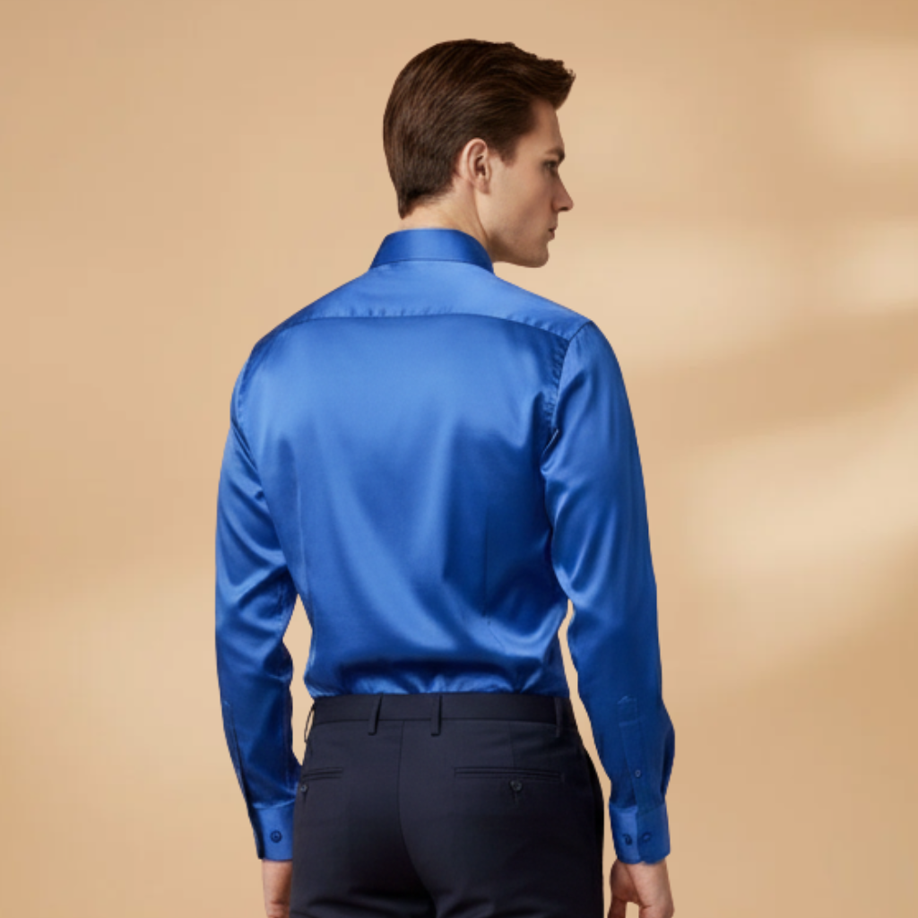 Front view of the men's classic collar casual shirt, perfect for spring collection outfits.