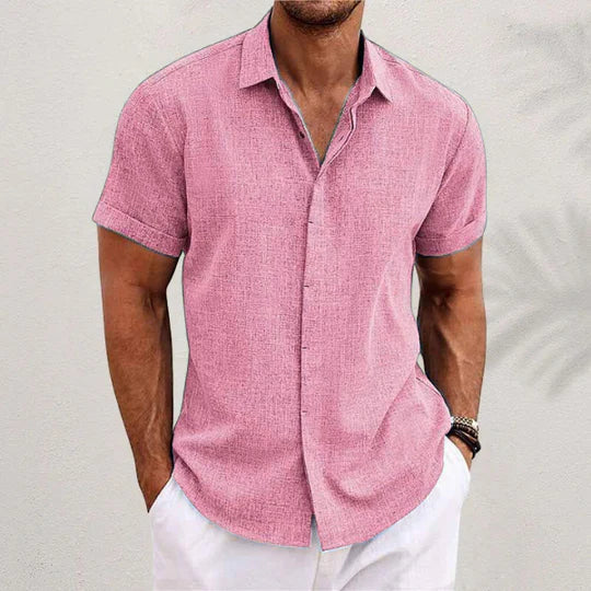 Lightweight men's short-sleeve summer shirt with a classic collar. Relaxed fit, perfect for warm weather casual style.