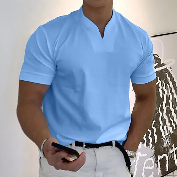 Comfortable men's everyday casual polo shirt with a collared, short-sleeve design.