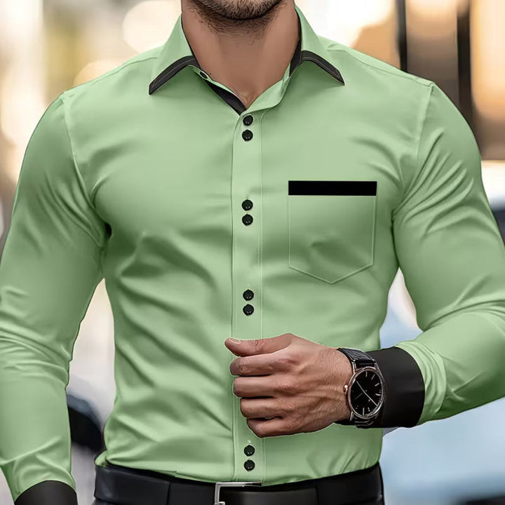 High-quality men's collared slim fit shirt. Long-sleeve button-down, a versatile and essential piece for men's wardrobe.