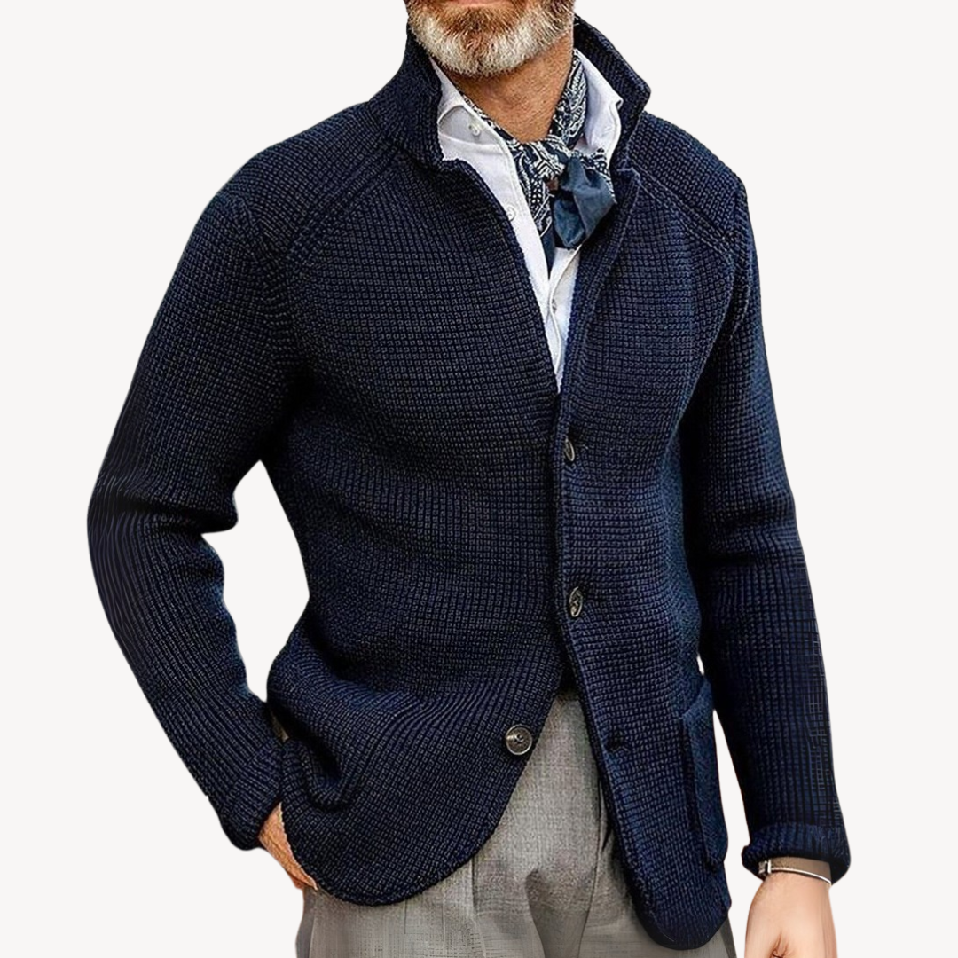 Men's classic comfort cardigan. Stylish, timeless design, perfect for layering.