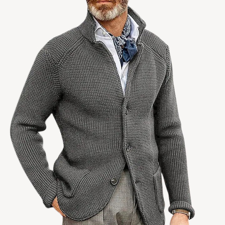 Men's timeless classic button-up cardigan. A versatile, comfortable outerwear piece.