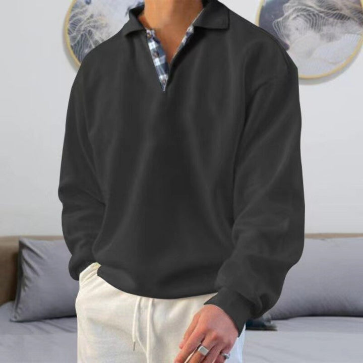 New men's classic comfort pullover sweater, long sleeve design, versatile for any casual look.