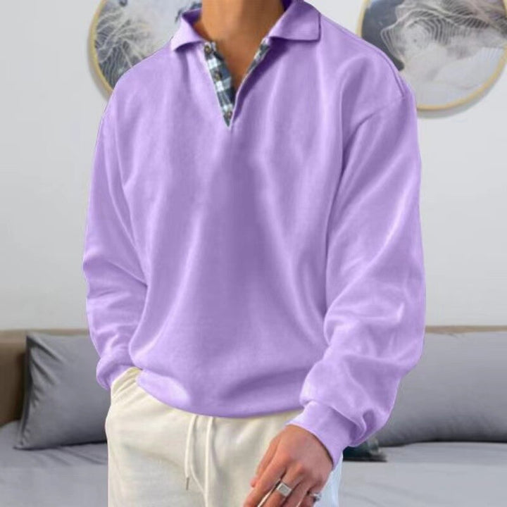 Long sleeve men's comfort sweater, classic versatile pullover design for modern casual style.