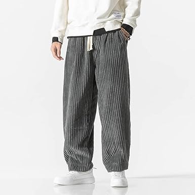 Durable black men's corduroy pants featuring a comfortable fit and versatile design.