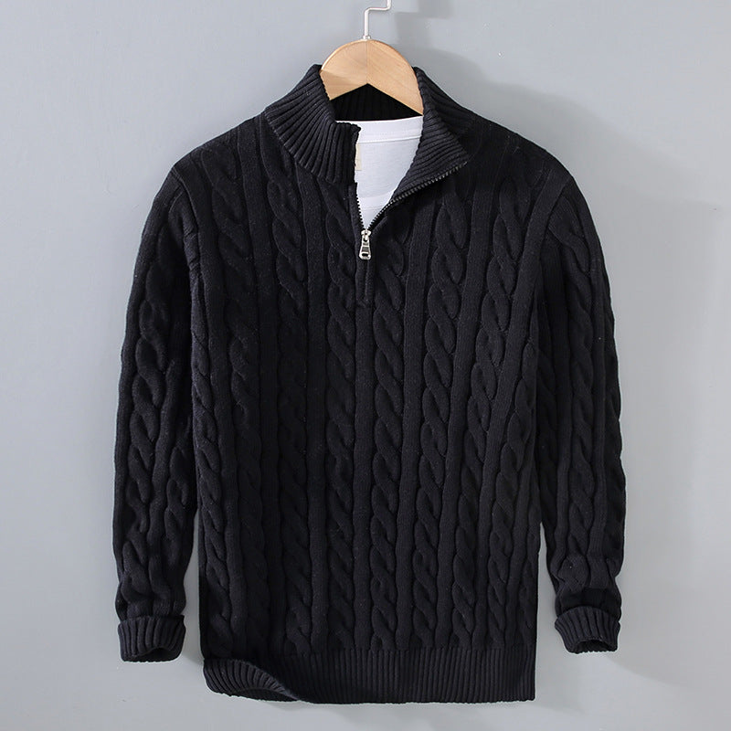Soft knit men's crew neck sweater, comfortable pullover ideal for autumn/winter layering and casual style.