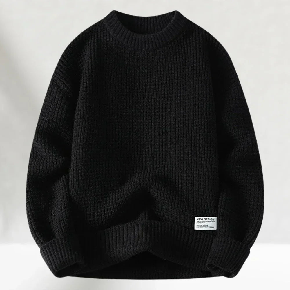 Men's classic crew neck pullover sweater in a textured knit, perfect for everyday comfort and winter fashion.