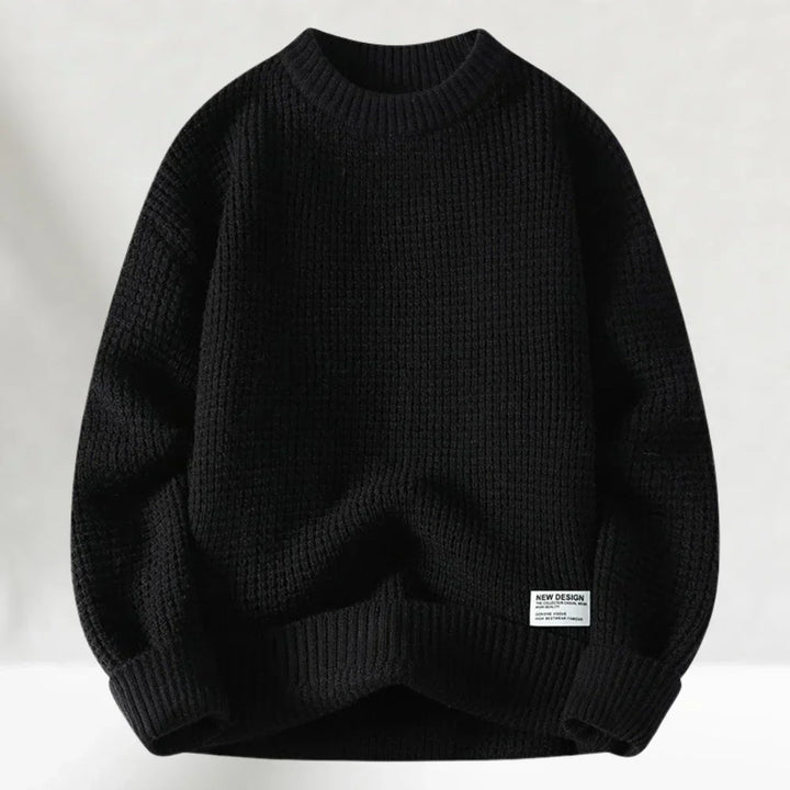 Men's classic crew neck pullover sweater in a textured knit, perfect for everyday comfort and winter fashion.