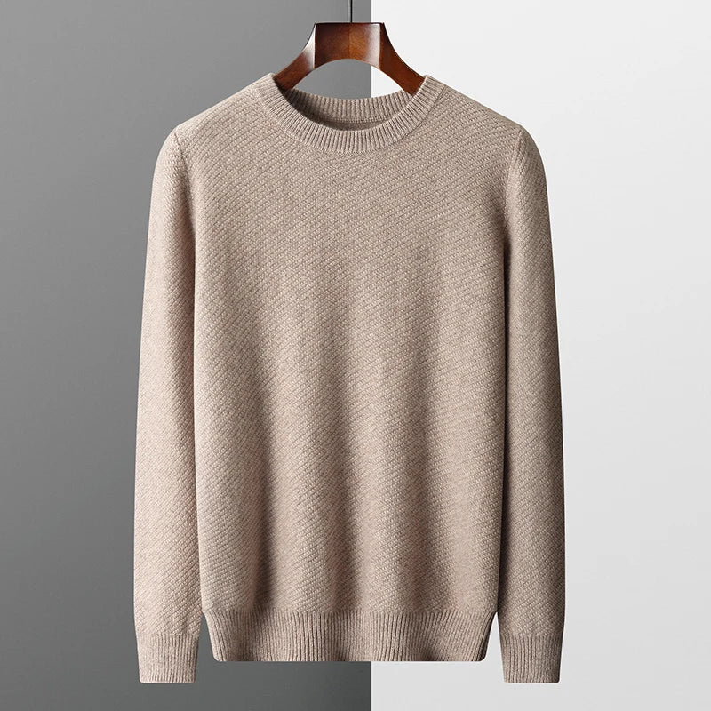 Men's classic crew neck sweater, comfortable knitwear for versatile casual style.