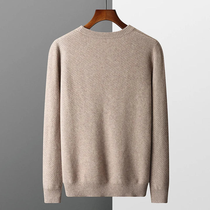 Stylish men's crew neck pullover sweater, perfect for versatile layering & comfort.