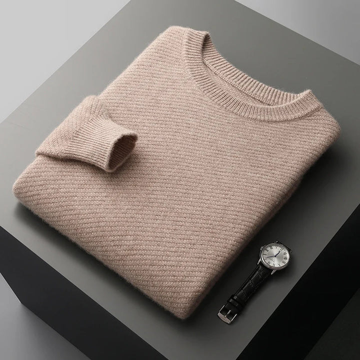 Versatile men's classic long sleeve crew neck sweater, ideal for casual or stylish outfits.