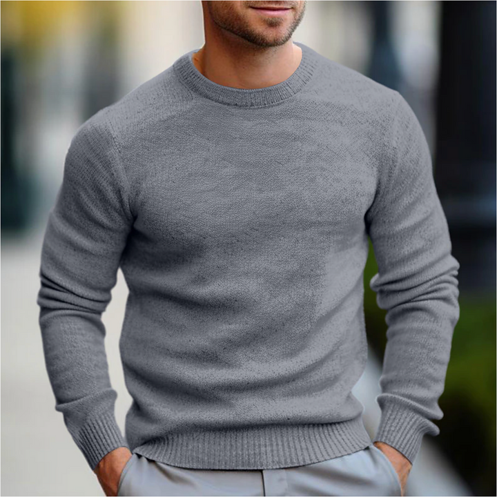 Men's classic crew neck sweater in a neutral color, offering timeless style and all-day comfort for casual wear.