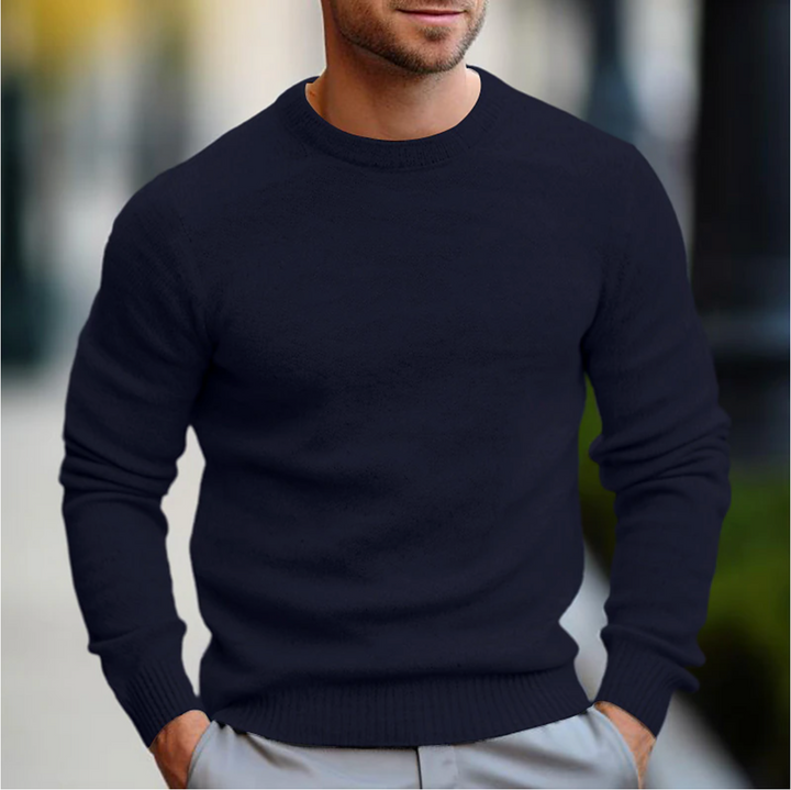 Versatile men's pullover crew neck sweater, perfect as a fall fashion essential or comfortable winter wear.