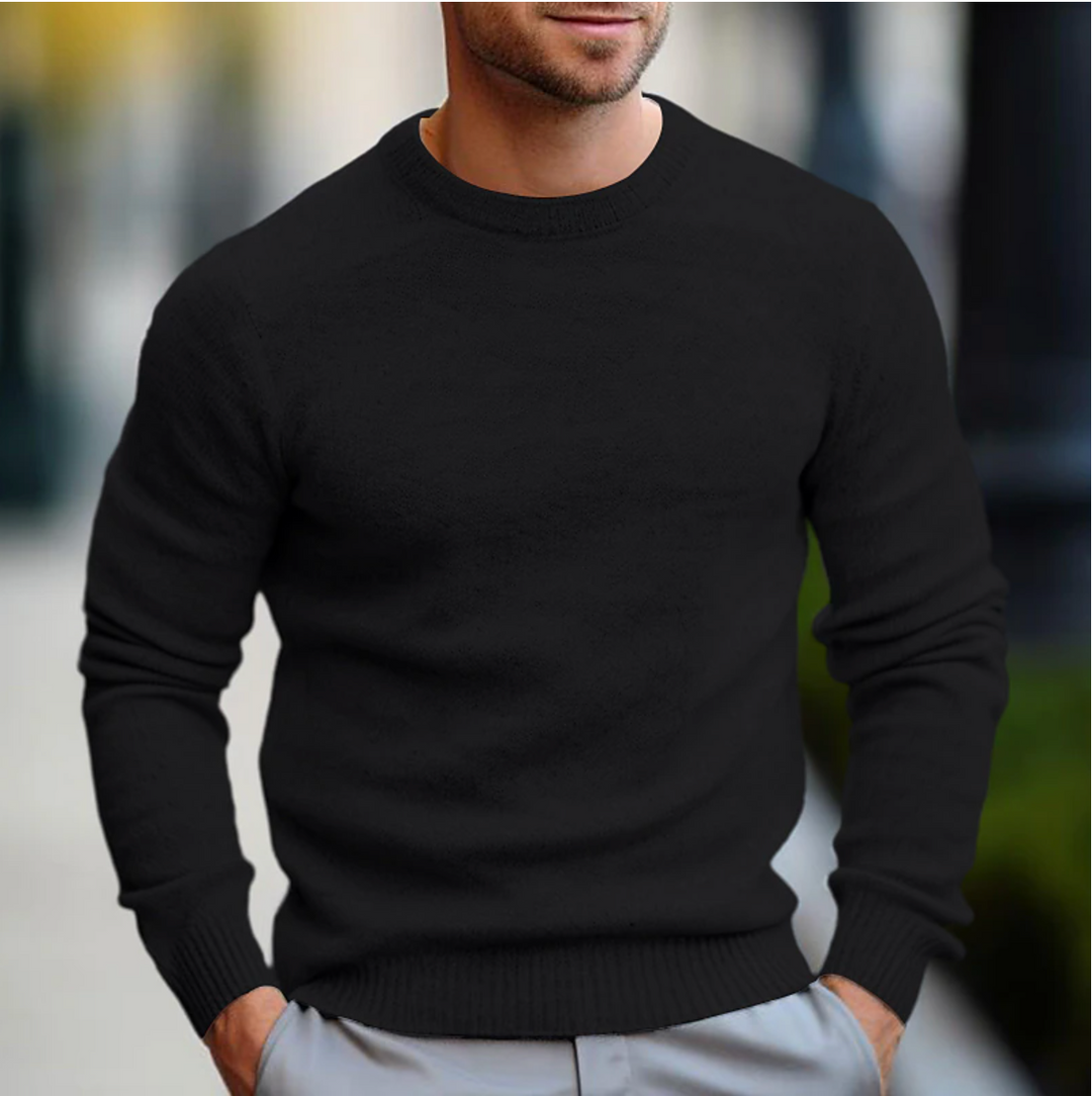 Classic men's long sleeve crew neck sweater, a timeless wardrobe essential for versatile casual styling.