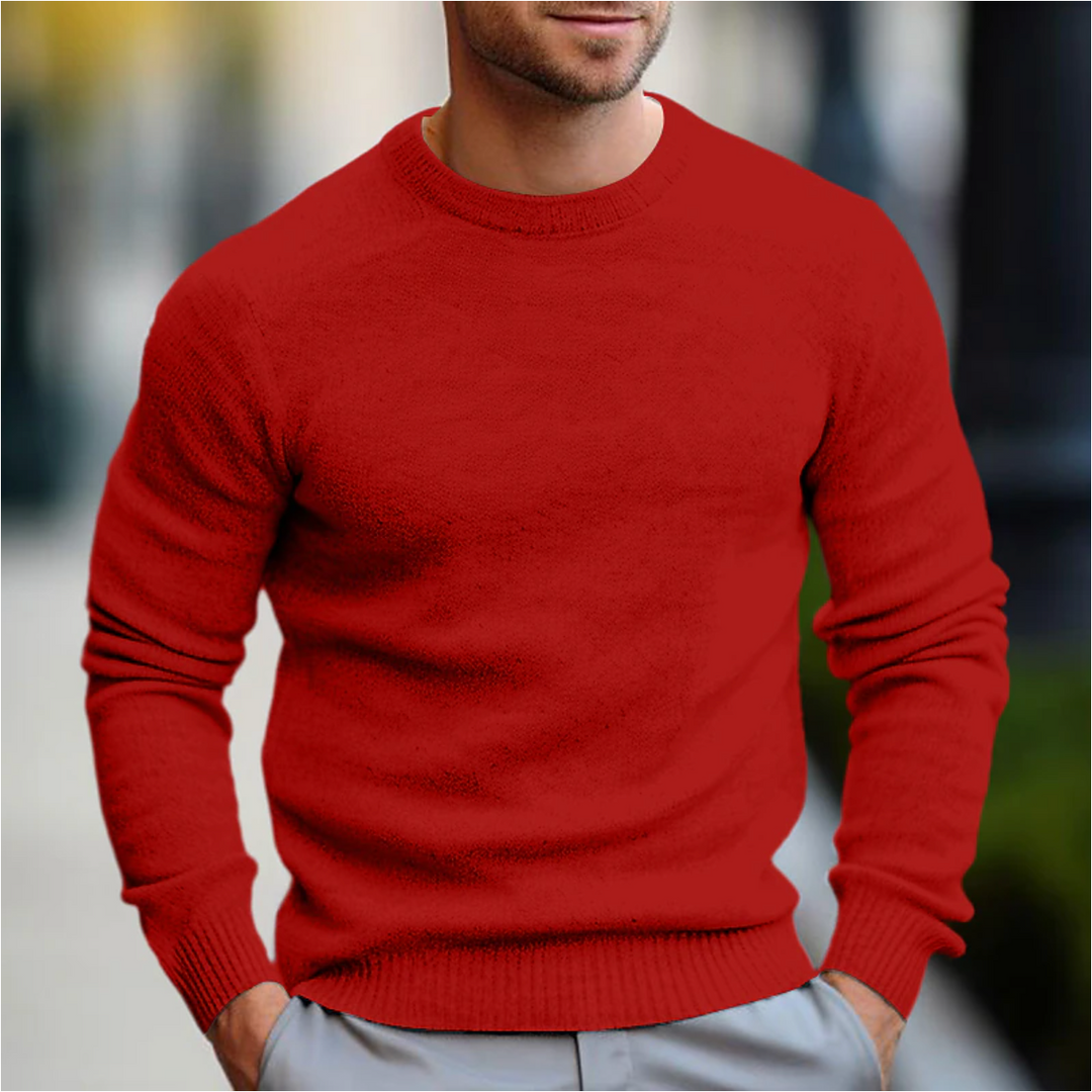 Timeless men's crew neck sweater, a comfortable long sleeve pullover designed for versatile fall & winter fashion.