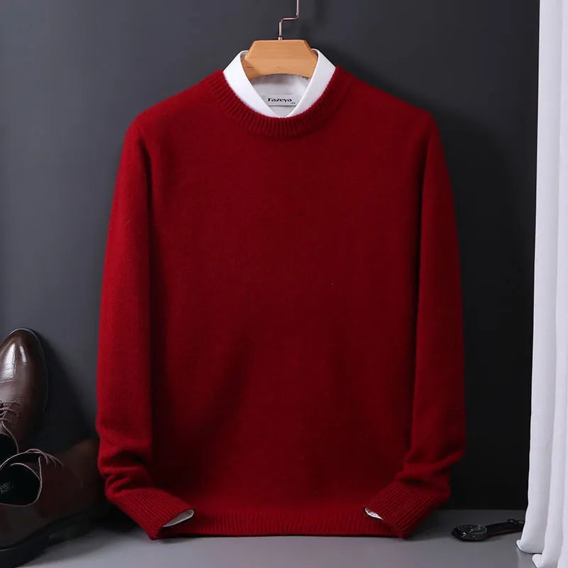 Men's classic crewneck pullover sweater in a versatile long-sleeve design, perfect for refined everyday wear.