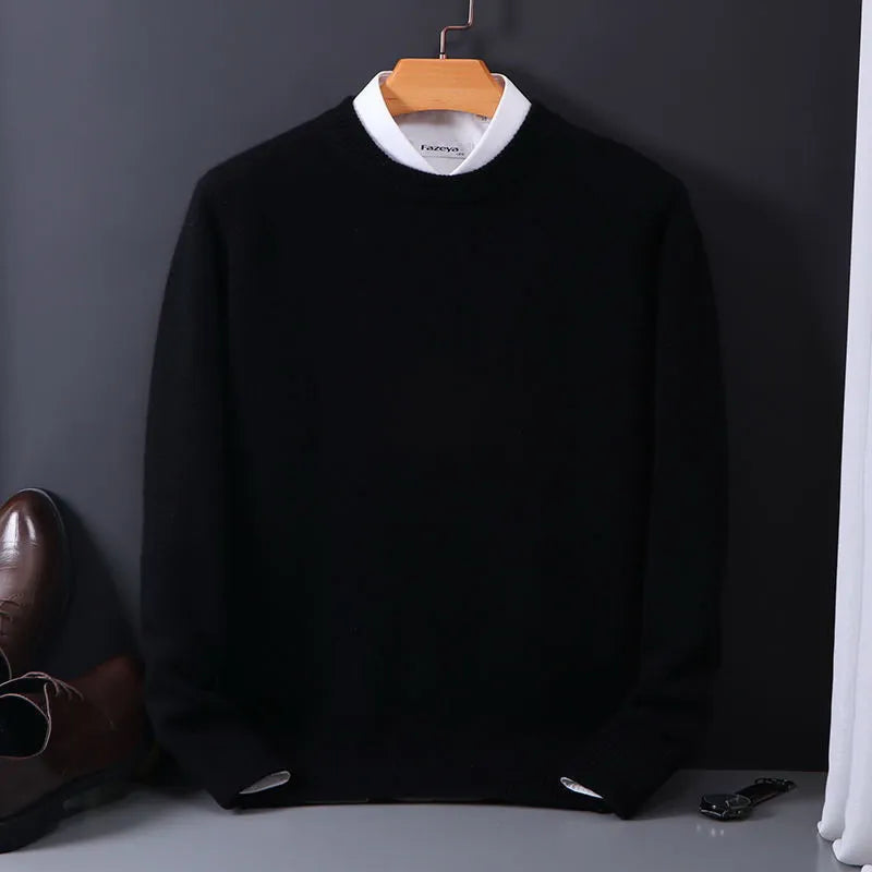 Elegant men's classic crewneck sweater. A versatile long-sleeve pullover, ideal as an everyday wardrobe staple.