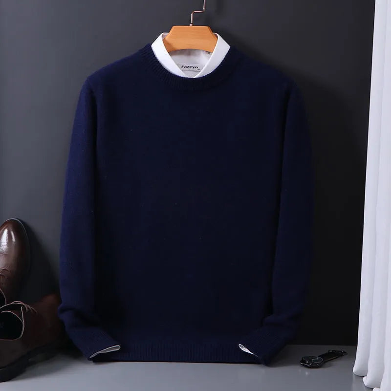 Stylish men's crewneck sweater. A classic long-sleeve pullover for a refined yet casual everyday look.