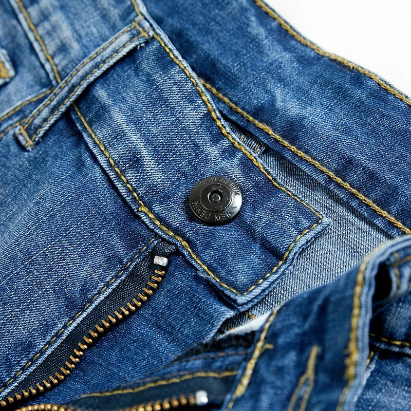Comfortable men's denim shorts, a versatile wardrobe essential for summer fashion and relaxed casual wear.