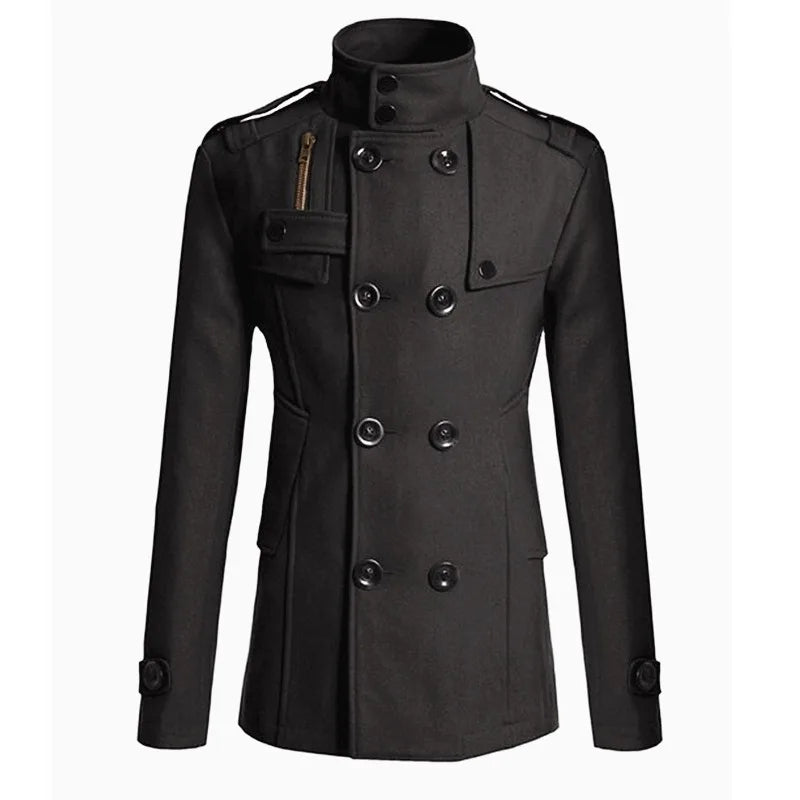 Men's classic double-breasted trench coat with belt, perfect for stylish outerwear & winter fashion.