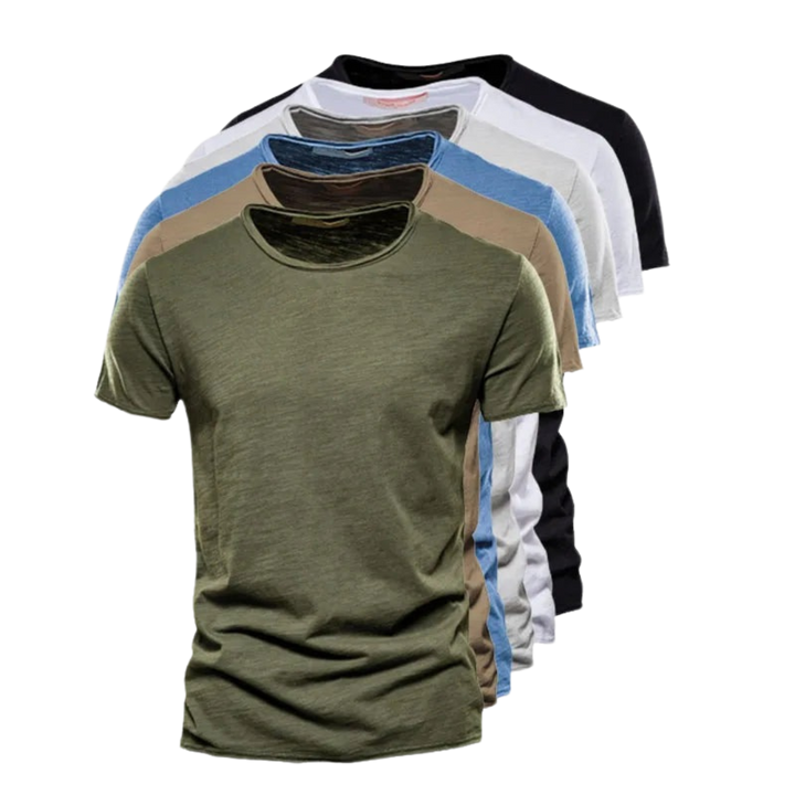 Premium cotton men's t-shirt, emphasizing comfort and durability for everyday wear.