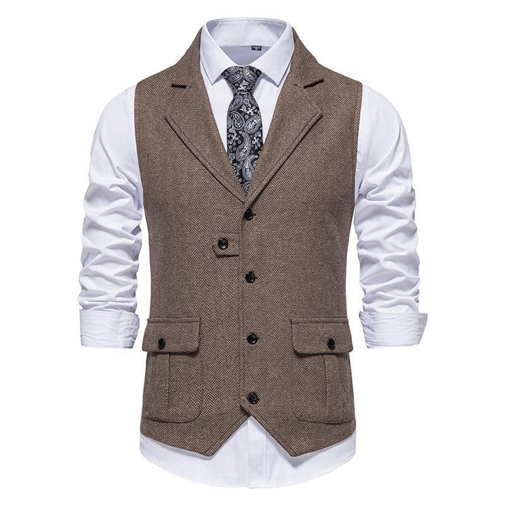 Men's classic fit formal dress vest in black, perfect for office or weddings.