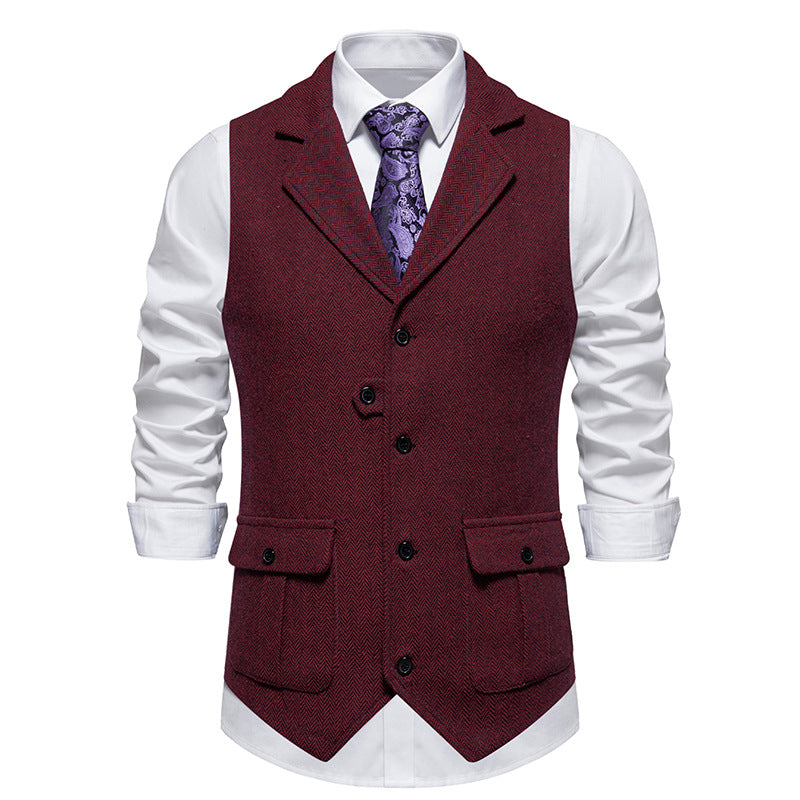 Stylish black dress vest for men, a key piece for wedding attire.