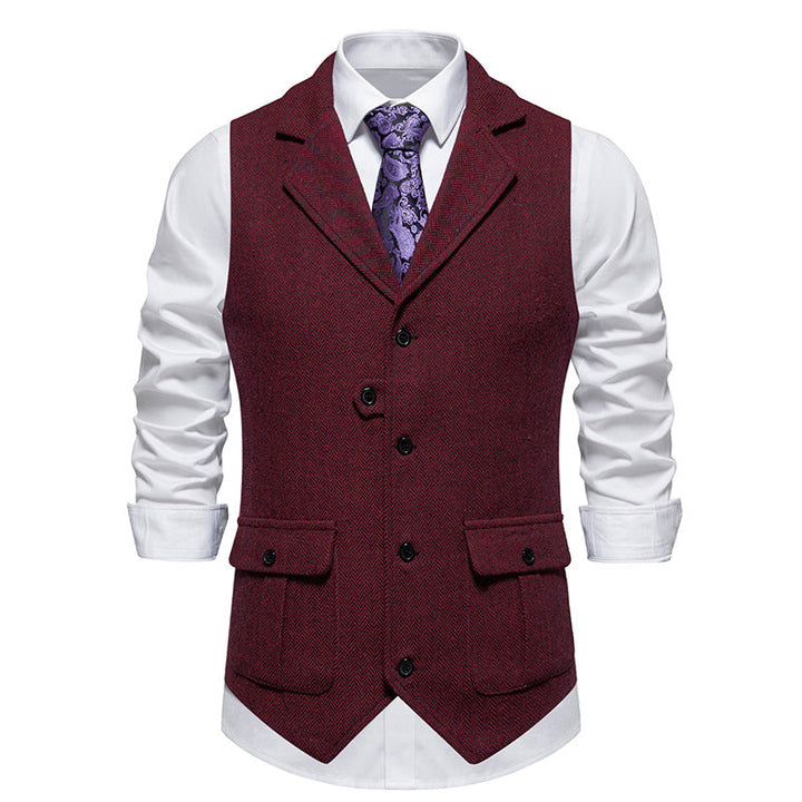 Stylish black dress vest for men, a key piece for wedding attire.