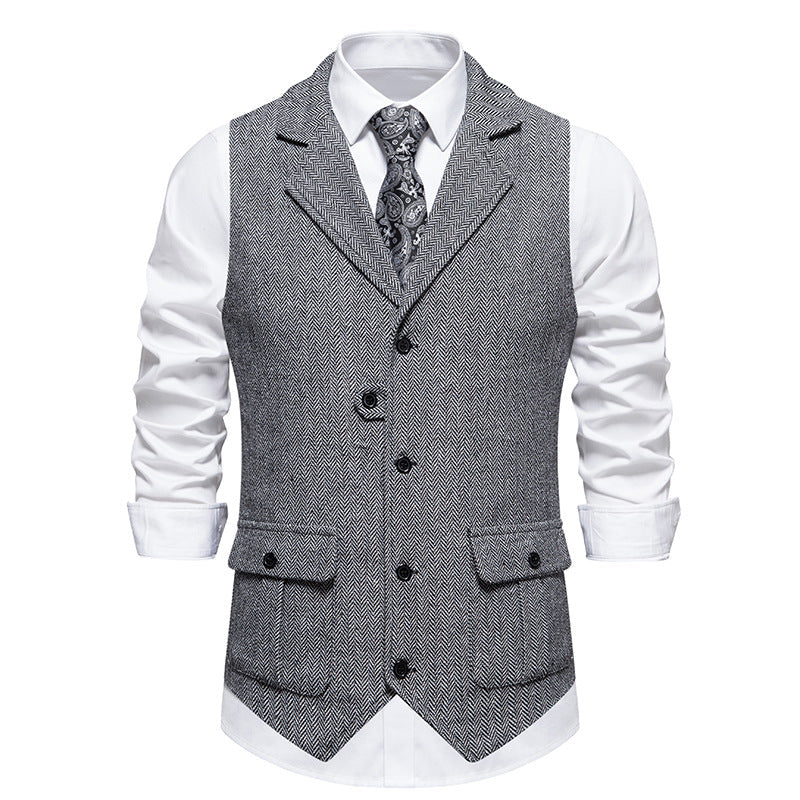 Formal menswear vest with a classic fit, suitable for any special occasion.