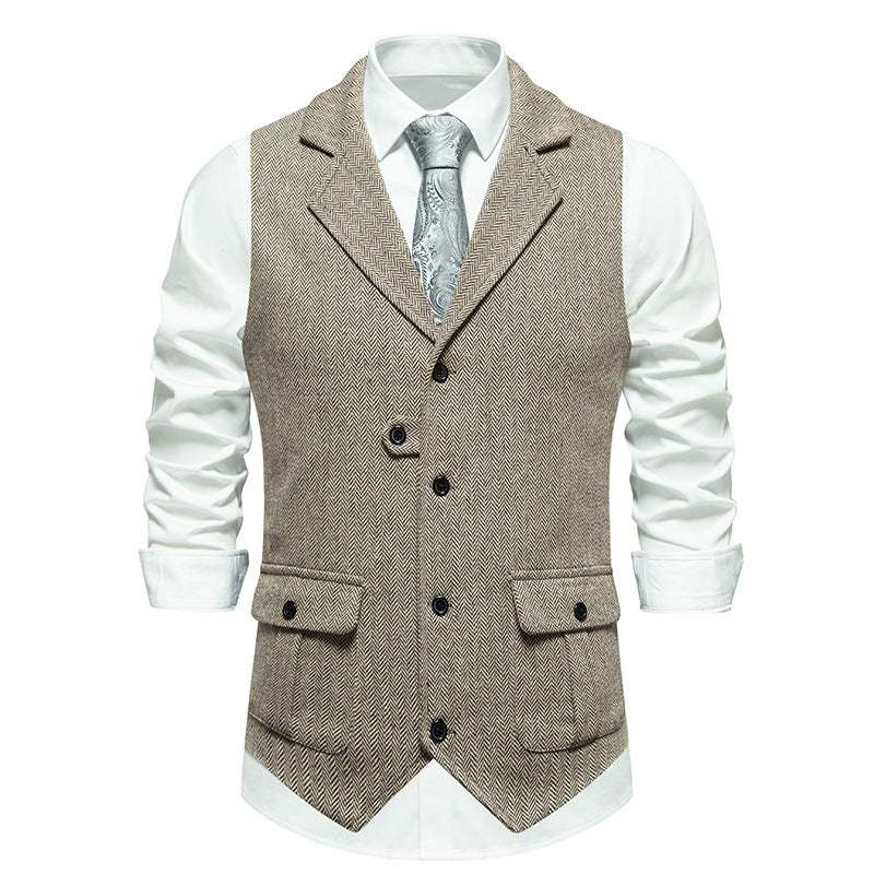 Versatile men's formal vest, enhancing office wear and wedding outfits.