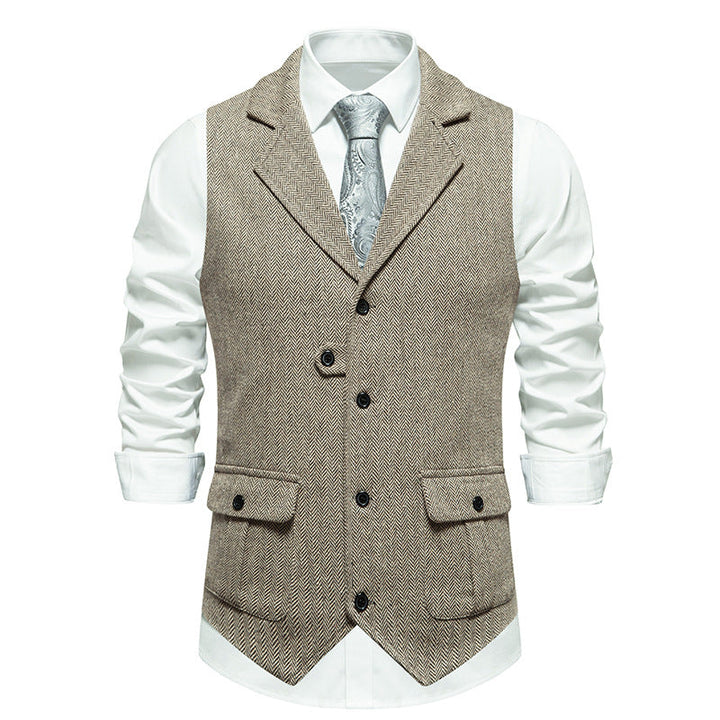Versatile men's formal vest, enhancing office wear and wedding outfits.