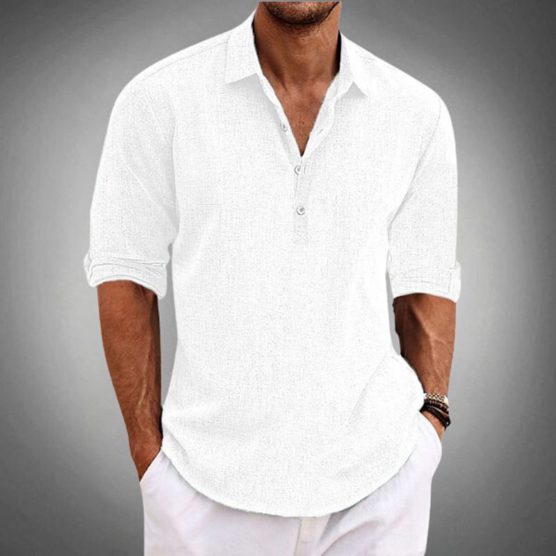 Relaxed fit men's polo shirt, a timeless summer classic for men's fashion and everyday, casual warm weather outfits.