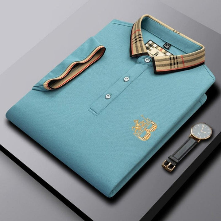 Classic fit men's polo shirt, comfortable, short sleeve, versatile for any casual style.