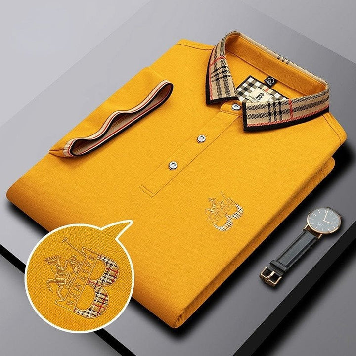 Men's classic polo shirt with collar, short sleeve, comfortable, perfect for casual style.