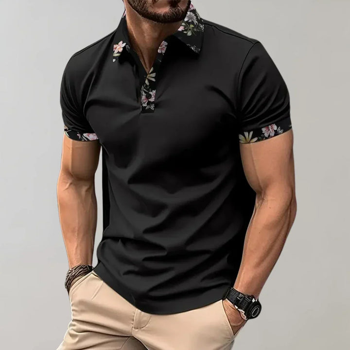 Classic fit men's short sleeve polo shirt, a comfortable pullover top perfect for versatile smart-casual fashion.